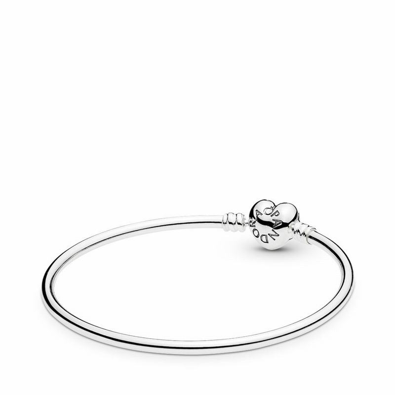 Pandora Logo Heart Clasp Moments Bangle Bracelet Silver Egypt GF1792053